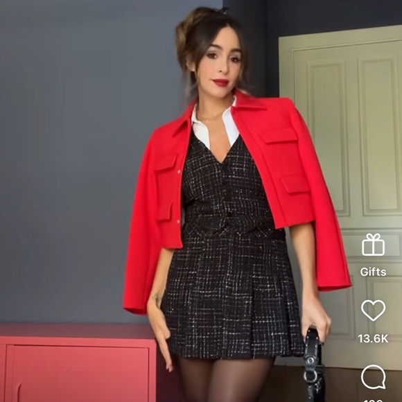ZARA CONTRASTING STRUCTURED PINAFORE PLAID DRESS - Picture 1 of 8